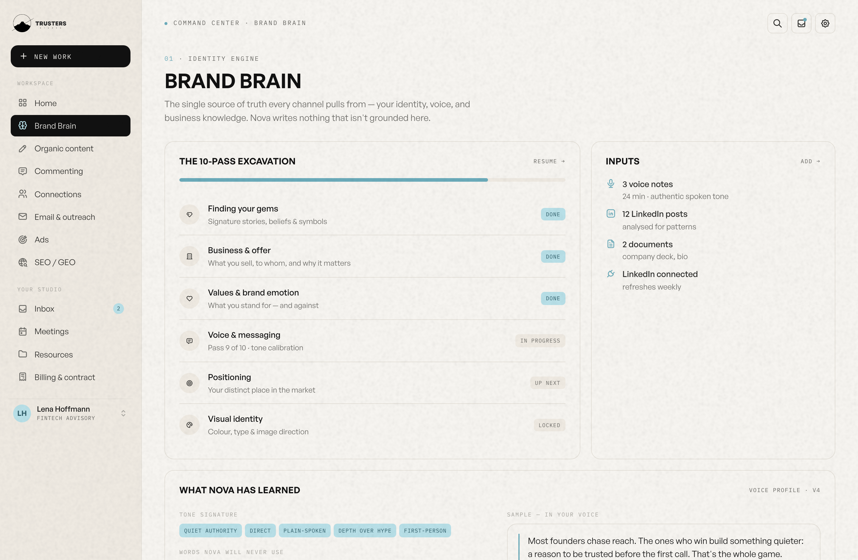 The Brand Brain, the identity engine the platform writes from